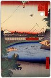 Hiroshige's One Hundred Famous Views of Edo (名所江戸百景), actually composed of 118 woodblock landscape and genre scenes of mid-19th century Tokyo, is one of the greatest achievements of Japanese art. The series includes many of Hiroshige's most famous prints. It represents a celebration of the style and world of Japan's finest cultural flowering at the end of the Tokugawa Shogunate.<br/><br/>

The series opens with spring (春の部). Scenes 1 though 42 represent the First to the Third Months, which are considered in Japan to be the spring season. Typically, early spring is marked by the festivities celebrated at the New Year, which begins the season. Blossoming plum trees are associated with the middle of spring, signifying the end of the cold weather and the beginning of the warm season.<br/><br/>

Utagawa Hiroshige (歌川 広重, 1797 – October 12, 1858) was a Japanese ukiyo-e artist, and one of the last great artists in that tradition. He was also referred to as Andō Hiroshige (安藤 広重) (an irregular combination of family name and art name) and by the art name of Ichiyūsai Hiroshige (一幽斎廣重).
